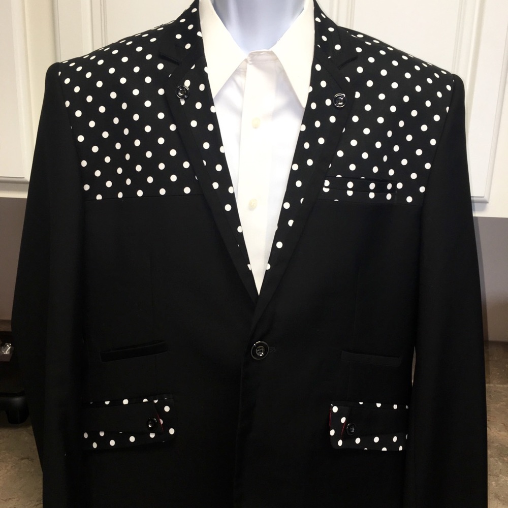Men Black w/ White Polka Dots Blazer